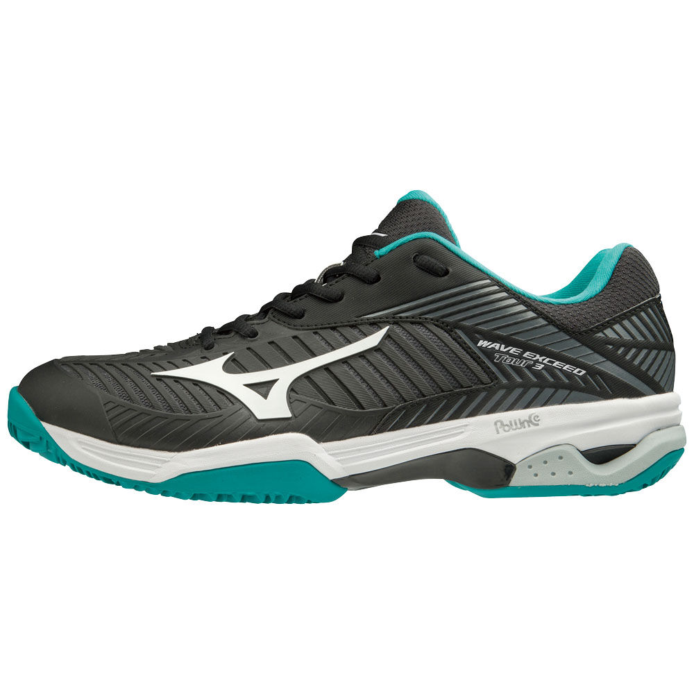 Panske Tenisove Topanky Mizuno WAVE EXCEED TOUR 3CC Čierne/Biele/Modre Vypredaj ECTY19647